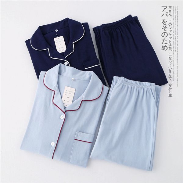 women's sleepwear matching couples 100% cotton pajamas women set simple style full sleeve long button shirt pants casual man homew, Black;red