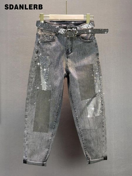 summer fall jeans woman european style loose elastic high waist drilling capri harem pants thin denim women's, Blue
summer fall jeans woman european style loose elastic high waist drilling capri harem pants thin denim women's, Blue