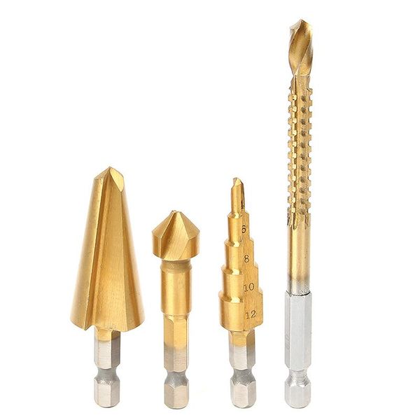 furniture accessories 4pc hss titanium coated hex shank countersink drill step tapered cone saw dill bit woodworking power tools
furniture accessories 4pc hss titanium coated hex shank countersink drill step tapered cone saw dill bit woodworking power tools