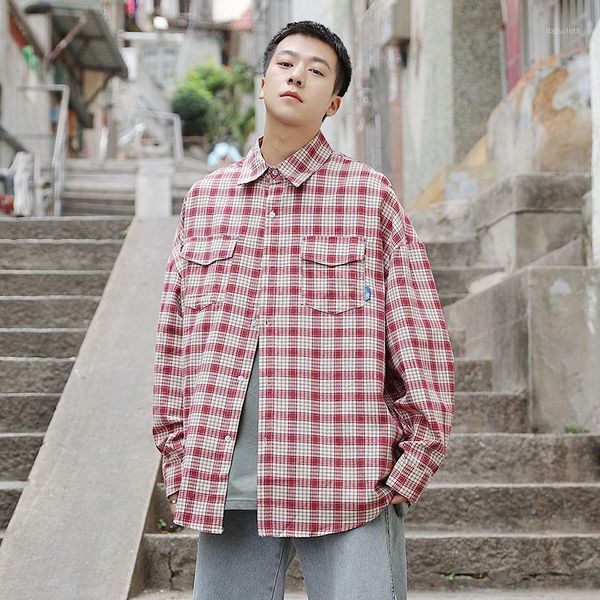 men's plaid long-sleeved shirt korean business casual fashion loose harajuku streetwear couple retro neutral shirts, White;black
men's plaid long-sleeved shirt korean business casual fashion loose harajuku streetwear couple retro neutral shirts, White;black