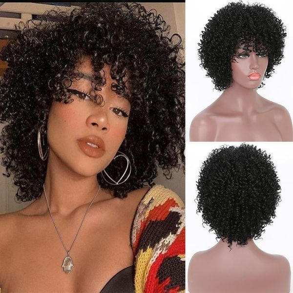 synthetic wigs afro kinky curly for african women short wig with bangs natural heat resistant hair false cosplay, Black
synthetic wigs afro kinky curly for african women short wig with bangs natural heat resistant hair false cosplay, Black