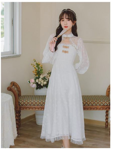 casual dresses white chiffon net yarn stand collar hollow dress fall lantern sleeve chic elegant vestidos retro goddess sweet embroidered, Black;gray
casual dresses white chiffon net yarn stand collar hollow dress fall lantern sleeve chic elegant vestidos retro goddess sweet embroidered, Black;gray