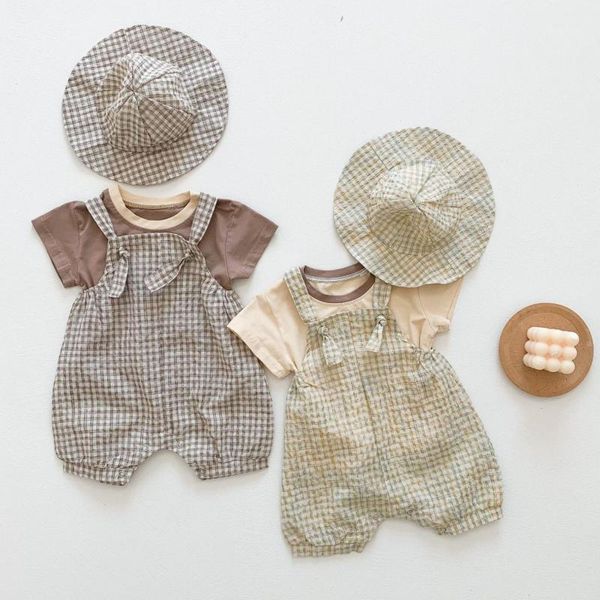 clothing sets 2021 summer born baby boy clothes set toddler short sleeve t shirt + plaid overalls hat 3pcs girl suit1, White
clothing sets 2021 summer born baby boy clothes set toddler short sleeve t shirt + plaid overalls hat 3pcs girl suit1, White