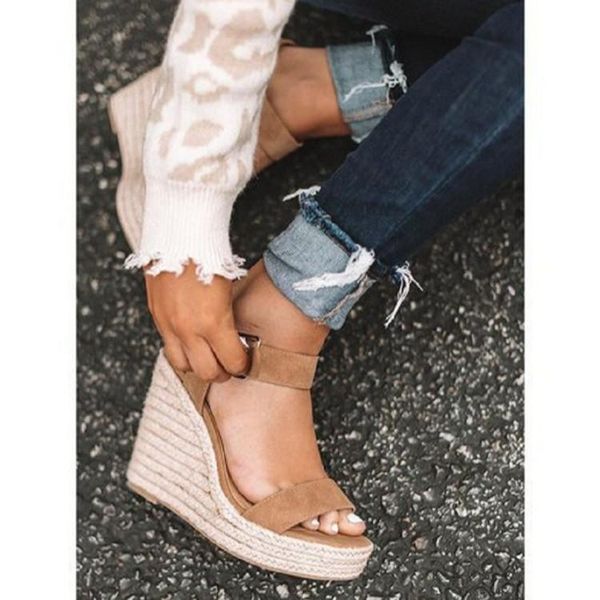 women's sandals summer large size spot wedge buckle belt european american open toe high heel shoes, Black
women's sandals summer large size spot wedge buckle belt european american open toe high heel shoes, Black