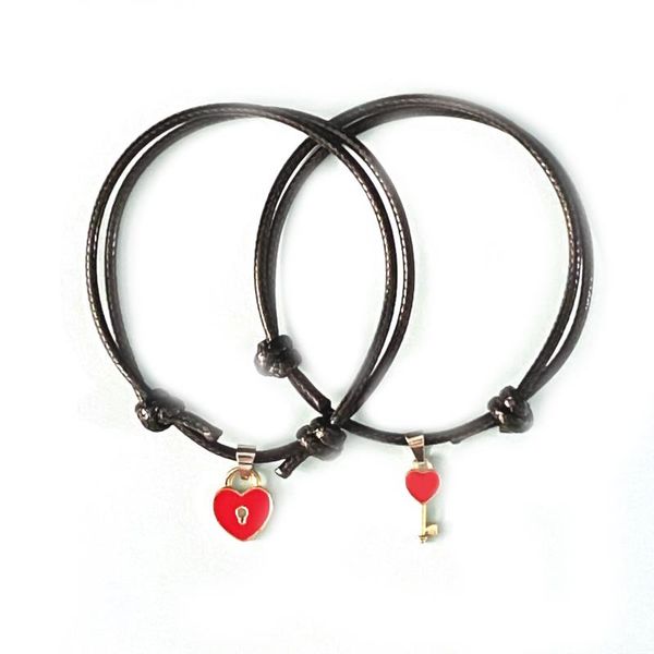 link, chain 1 pair couple bracelet alloy key heart lock charm girl handmade jewelry lass rope lovers gifts for women, Black
link, chain 1 pair couple bracelet alloy key heart lock charm girl handmade jewelry lass rope lovers gifts for women, Black