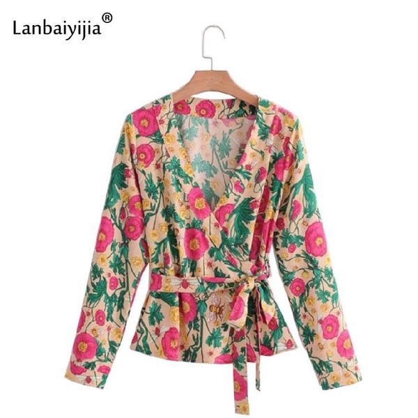 women's blouses & shirts lanbaiyijia est summer women elegant floral print shirt v-neck long sleeve sashes cross bowknot lace-up blouse, White
women's blouses & shirts lanbaiyijia est summer women elegant floral print shirt v-neck long sleeve sashes cross bowknot lace-up blouse, White
