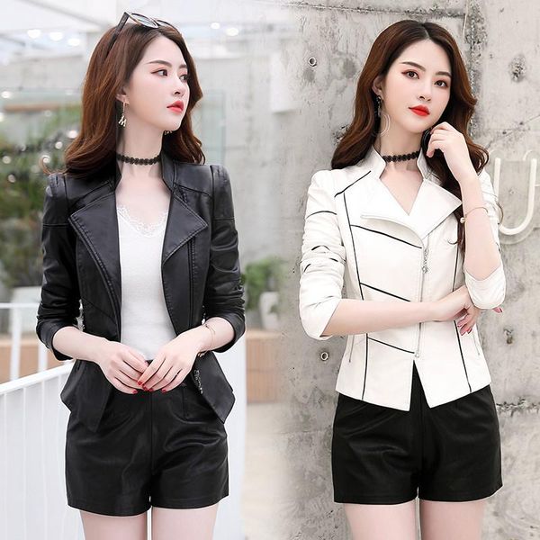 women's leather & faux huage diqing spring high-end dress short fashion slim suit collar sheep jacket, Black
women's leather & faux huage diqing spring high-end dress short fashion slim suit collar sheep jacket, Black