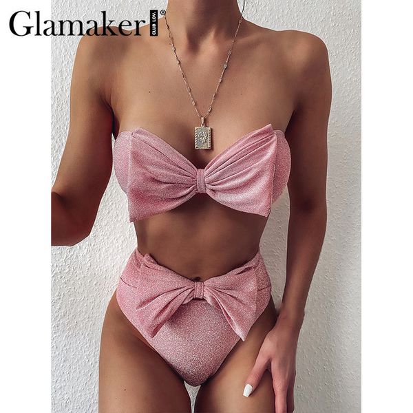 glamaker bow lurex bikini off-shoulder swimsuit female high waist pink bikini set bandeau bathing suit two piece beach wear 210414, White;black
glamaker bow lurex bikini off-shoulder swimsuit female high waist pink bikini set bandeau bathing suit two piece beach wear 210414, White;black