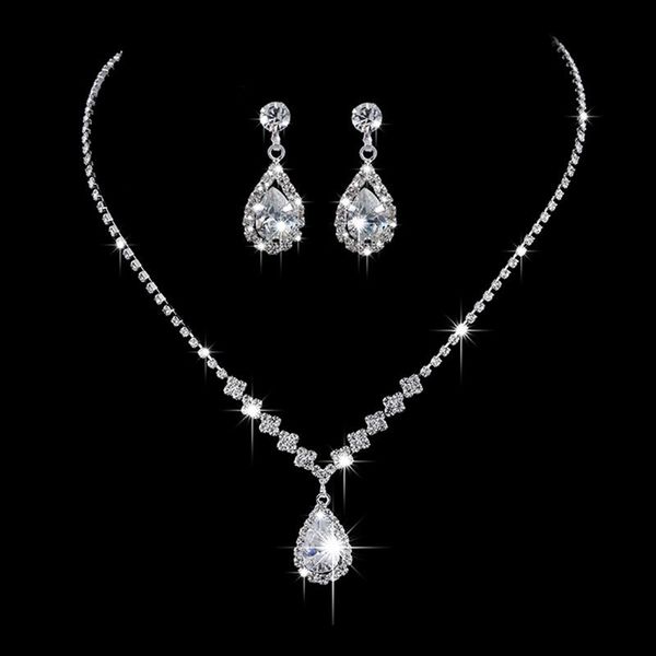 earrings & necklace water drop cubic zirconia wedding jewelry sets inlay luxury crystal bridal set gifts for bridesmaids, Silver
earrings & necklace water drop cubic zirconia wedding jewelry sets inlay luxury crystal bridal set gifts for bridesmaids, Silver