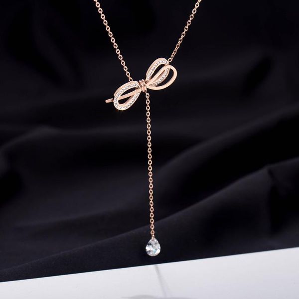 pendant necklaces yun ruo rose gold color pave zircon bowknot necklace fashion titanium steel jewelry woman gift never fade drop, Silver
pendant necklaces yun ruo rose gold color pave zircon bowknot necklace fashion titanium steel jewelry woman gift never fade drop, Silver