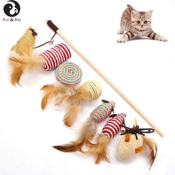 pcs a set cat toys collection feather for kitten in gift box, natural interactive teaser wand with ball bell
pcs a set cat toys collection feather for kitten in gift box, natural interactive teaser wand with ball bell