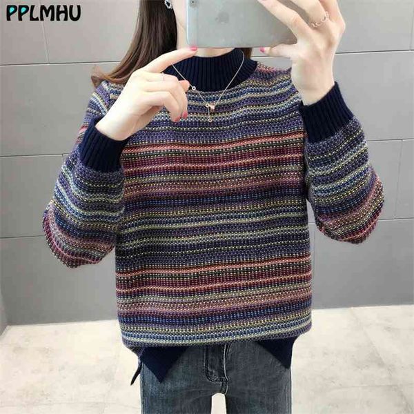 loose colours half turtleneck knitted sweaters women winter vintage stripe patchwork pullover fashion knitwear korean 210522, White;black
loose colours half turtleneck knitted sweaters women winter vintage stripe patchwork pullover fashion knitwear korean 210522, White;black
