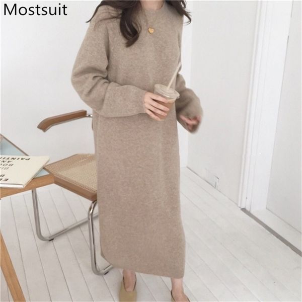 autumn winter korean thicken knitted sweater dress women long sleeve o-neck casual loose fashion solid female vestidos 210513, Black;gray
autumn winter korean thicken knitted sweater dress women long sleeve o-neck casual loose fashion solid female vestidos 210513, Black;gray