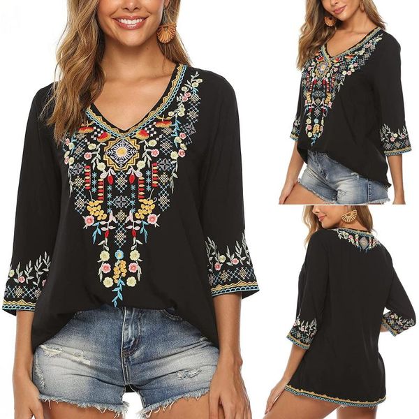 women's blouses & shirts plus size womens and women autumn/winter fashion boho printed seven-part sleeve blouse blusas mujer de moda 2, White
women's blouses & shirts plus size womens and women autumn/winter fashion boho printed seven-part sleeve blouse blusas mujer de moda 2, White