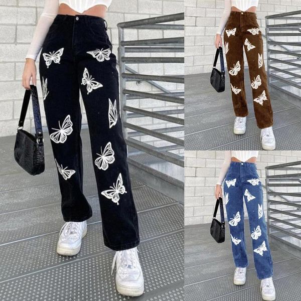 women's jeans women butterfly print retro wide leg pants casual straight-leg middle waist pattern washed distressed y2k zipper long pan, Blue
women's jeans women butterfly print retro wide leg pants casual straight-leg middle waist pattern washed distressed y2k zipper long pan, Blue