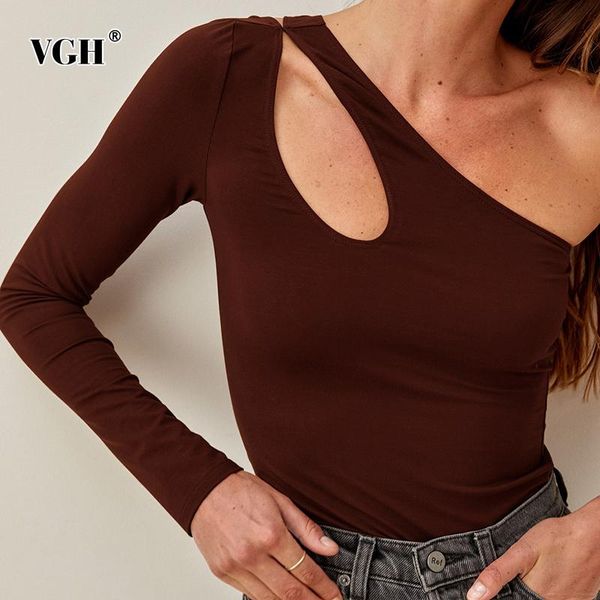 women's t-shirt vgh brown asymmetrical t shirt for women skew collar long sleeve one off shoulder hollow out casual slim shirts female, White
women's t-shirt vgh brown asymmetrical t shirt for women skew collar long sleeve one off shoulder hollow out casual slim shirts female, White