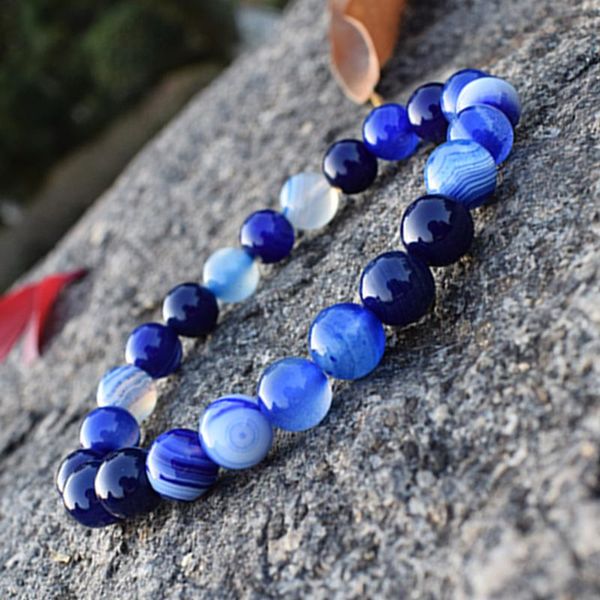 charm bracelets 8mm ocean blue striped agates women men couple lovers handmade jewelry drop wholesale, Golden;silver
charm bracelets 8mm ocean blue striped agates women men couple lovers handmade jewelry drop wholesale, Golden;silver