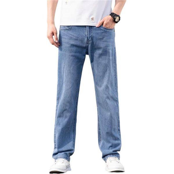 men's jeans 2021 summer cotton loose straight-leg lightweight classic brand embroidery youth casual thin denim large size, Blue
men's jeans 2021 summer cotton loose straight-leg lightweight classic brand embroidery youth casual thin denim large size, Blue