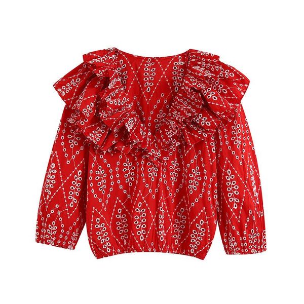 women's blouses & shirts bb - 2508 the europe and united states summer 2021 red v-neck hollow out female embroidered, White
women's blouses & shirts bb - 2508 the europe and united states summer 2021 red v-neck hollow out female embroidered, White