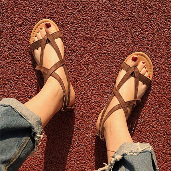 drop oeak rome sandals flat heel grips women round head casual summer shoes, Black
drop oeak rome sandals flat heel grips women round head casual summer shoes, Black