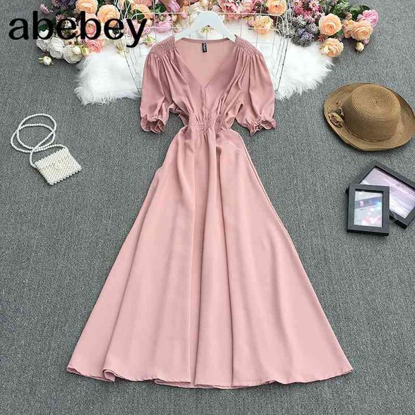 summer women french v-neck puff sleeve dress high waist pleated waist solid mid-length a-line dress 210715, Black;gray
summer women french v-neck puff sleeve dress high waist pleated waist solid mid-length a-line dress 210715, Black;gray