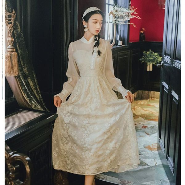 casual dresses women european style retro fairy noble lace dress autumn 2021 trumpet sleeve stand collar embroidered maxi, Black;gray
casual dresses women european style retro fairy noble lace dress autumn 2021 trumpet sleeve stand collar embroidered maxi, Black;gray