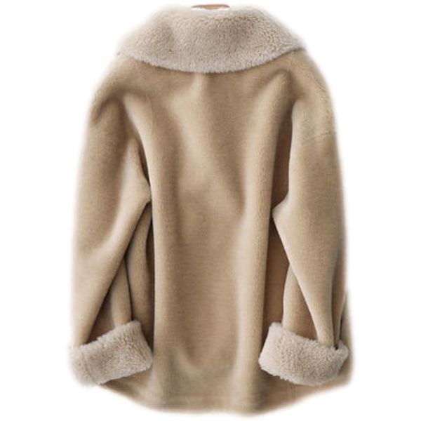 women's fur & faux ladies 2021 winter temperament sheep sheared korean coat has a belt fashion short grain fleece wool loose commute, Black
women's fur & faux ladies 2021 winter temperament sheep sheared korean coat has a belt fashion short grain fleece wool loose commute, Black