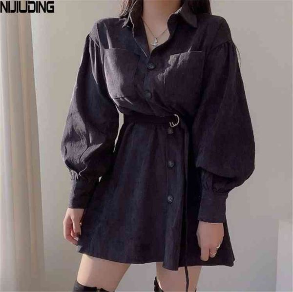 retro single-breasted corduroy loose women mini dresses spring long sleeve turn down collar short dress with belt pocket 210514, Black;gray
retro single-breasted corduroy loose women mini dresses spring long sleeve turn down collar short dress with belt pocket 210514, Black;gray