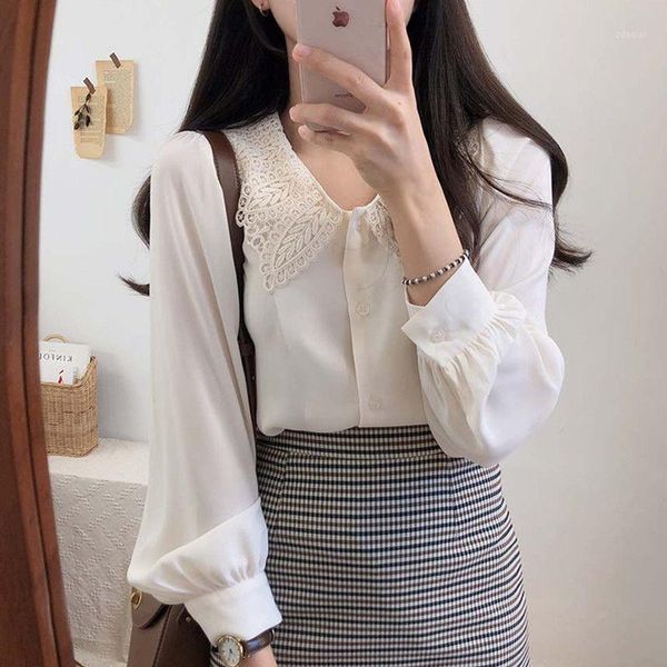 women's blouses & shirts women blouse autumn lace long-sleeved shirt loose blusas ropa de mujer, White
women's blouses & shirts women blouse autumn lace long-sleeved shirt loose blusas ropa de mujer, White