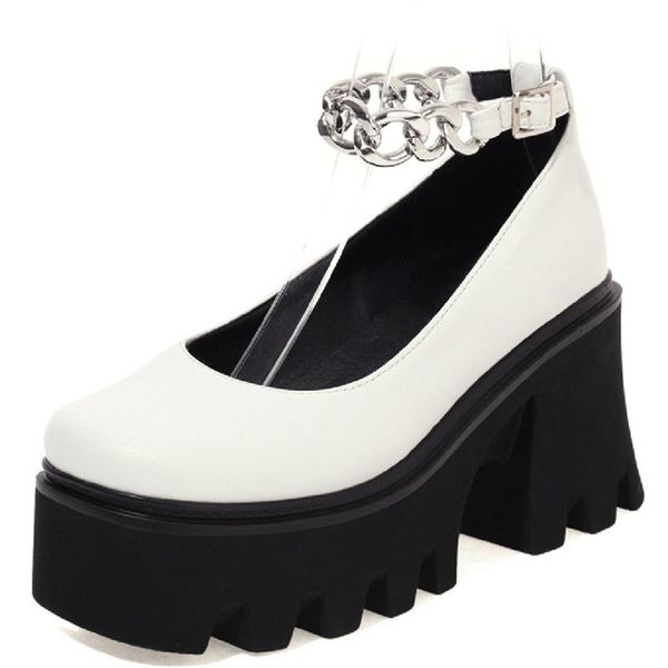luxury women pumps gothic shoes ankle strap chunky high heels platform punk creepers female fashion black white chain dress
luxury women pumps gothic shoes ankle strap chunky high heels platform punk creepers female fashion black white chain dress