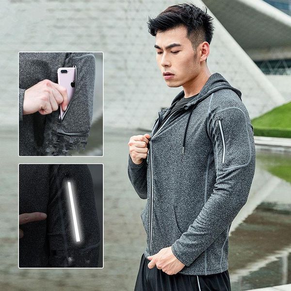 running jackets sports mens workout elastic basketball yoga gym fitness hooded coat clothes reflective with arm pocket, Black;red
running jackets sports mens workout elastic basketball yoga gym fitness hooded coat clothes reflective with arm pocket, Black;red