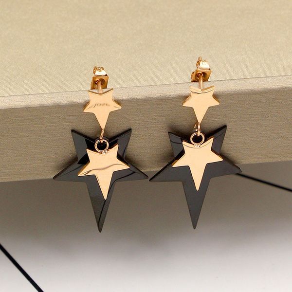 e5-311 fashion three oblique black rose gold five pointed star long fashionable women versatile titanium steel earrings, Golden
e5-311 fashion three oblique black rose gold five pointed star long fashionable women versatile titanium steel earrings, Golden