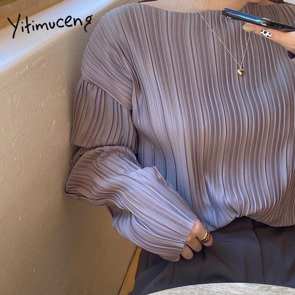 yitimuceng folds blouse women vintage oversized shirts korean fashion long sleeve office lady purple coffee spring 210601, White
yitimuceng folds blouse women vintage oversized shirts korean fashion long sleeve office lady purple coffee spring 210601, White