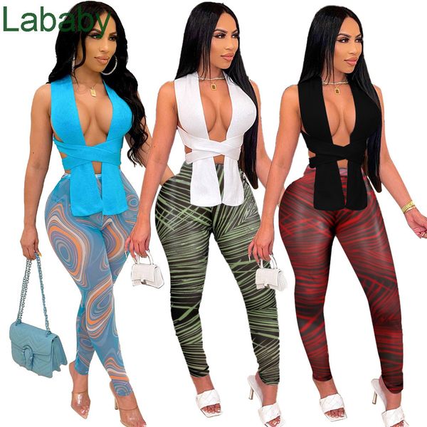 women two piece pant set designer halter neck and printed trousers spring summer casual suit 3 colours, White
women two piece pant set designer halter neck and printed trousers spring summer casual suit 3 colours, White