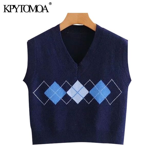 women fashion argyle cropped knitted vest sweater vintage v neck sleeveless female waistcoat chic 210420, Black;white
women fashion argyle cropped knitted vest sweater vintage v neck sleeveless female waistcoat chic 210420, Black;white