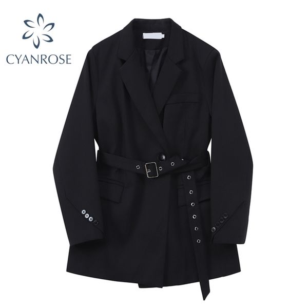 waist split slim blazer for ladies with high belt korean jacket outer vintage elegant button quality black coat women 210430, White;black
waist split slim blazer for ladies with high belt korean jacket outer vintage elegant button quality black coat women 210430, White;black