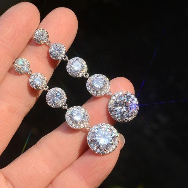 fashion female crystal round drop earrings with zircon 925 sterling silver boho wedding jewelry long dangle & chandelier
fashion female crystal round drop earrings with zircon 925 sterling silver boho wedding jewelry long dangle & chandelier