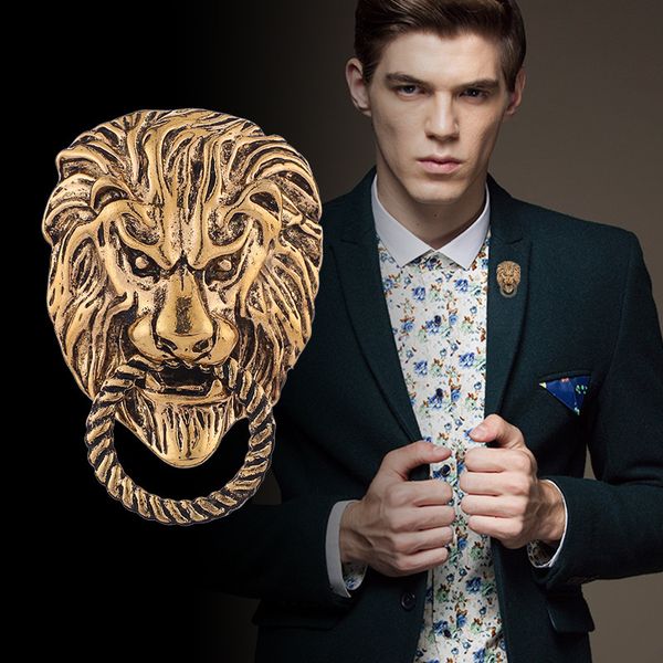 european and american retro metal lion men's brooch domineering 3d embossed badge temperament prom corsage animal collar pin, Gray
european and american retro metal lion men's brooch domineering 3d embossed badge temperament prom corsage animal collar pin, Gray