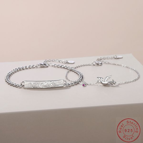 european birds and rose 100% solid s925 sterling silver couple bracelet fashion design hand for women jewelry+box, Black
european birds and rose 100% solid s925 sterling silver couple bracelet fashion design hand for women jewelry+box, Black
