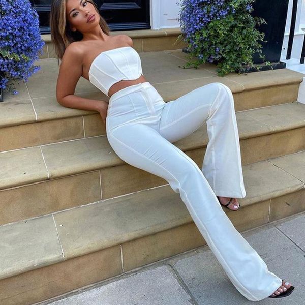 women's pants & capris strapless corset crop and flare sets solid high waist women outfit elegant casual legging 2 piece set, Black;white
women's pants & capris strapless corset crop and flare sets solid high waist women outfit elegant casual legging 2 piece set, Black;white