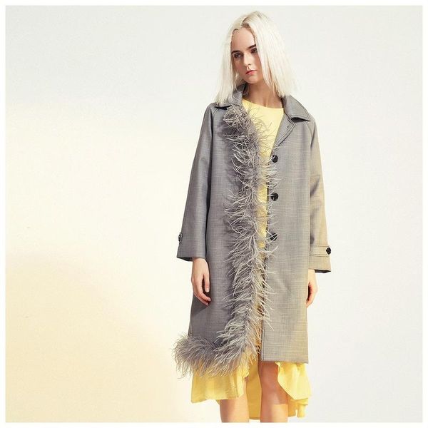 women's trench coats coat for women removable and elegant ostrich fur plaid irregular stitching mid-length windbreaker long, Tan;black
women's trench coats coat for women removable and elegant ostrich fur plaid irregular stitching mid-length windbreaker long, Tan;black
