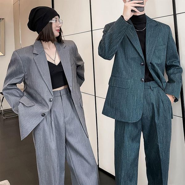 men's suits & blazers two-piece suit trousers bright silk stripes loose complex business casual set trend four seasons coat straight pa, White;black
men's suits & blazers two-piece suit trousers bright silk stripes loose complex business casual set trend four seasons coat straight pa, White;black