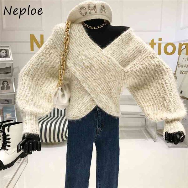 criss-cross v-neck knitted sweaters autumn winter korean loose coat chic lantern sleeve pullovers women 210430, White;black
criss-cross v-neck knitted sweaters autumn winter korean loose coat chic lantern sleeve pullovers women 210430, White;black