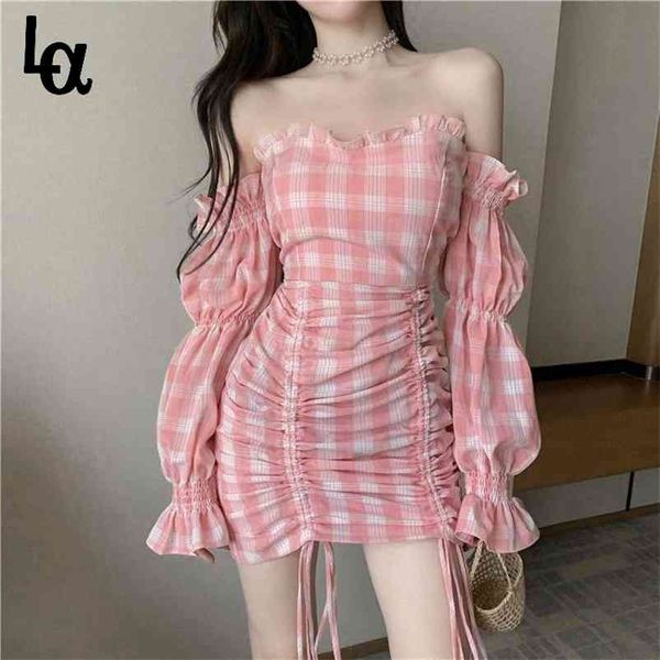 vintage french style women dresses plaid off shoulder pink print woman summer femme vestidos 210519, Black;gray
vintage french style women dresses plaid off shoulder pink print woman summer femme vestidos 210519, Black;gray