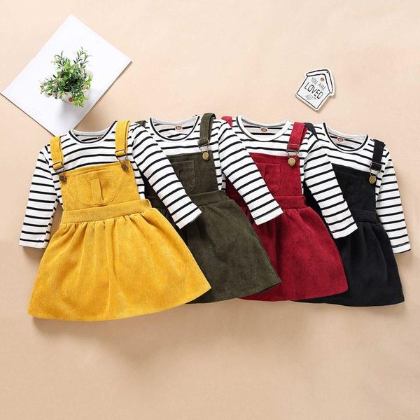 clothing sets toddler baby girls casual striped long sleeves costume suspender skirt romper sleeve sling suit, White
clothing sets toddler baby girls casual striped long sleeves costume suspender skirt romper sleeve sling suit, White