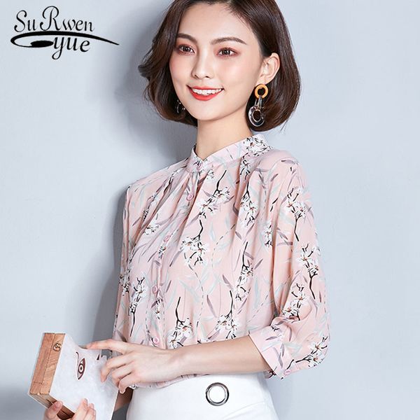 women chiffon blouse and summer printing seven-quarter sleeve st collar women short fresh casual 2700 50 210521, White
women chiffon blouse and summer printing seven-quarter sleeve st collar women short fresh casual 2700 50 210521, White