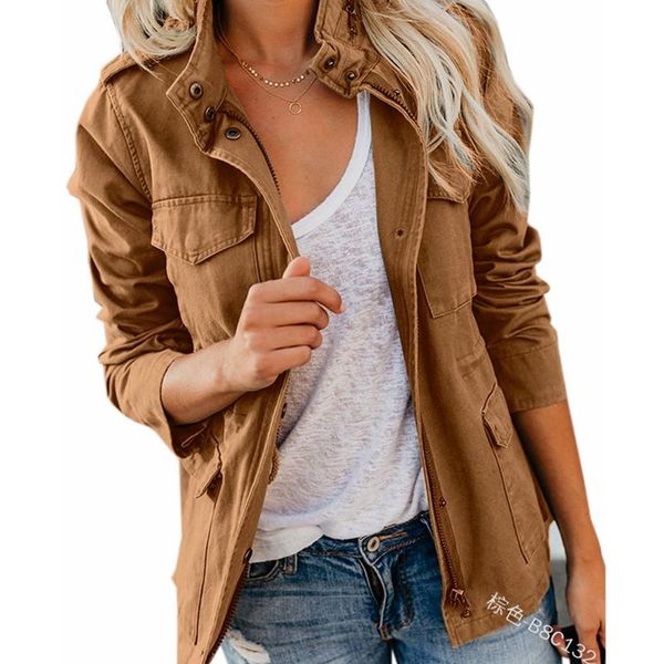 women's jackets lugentolo women jacket pure color lapel zipper short coat casual pocket buttons streetwear woman, Black;brown
women's jackets lugentolo women jacket pure color lapel zipper short coat casual pocket buttons streetwear woman, Black;brown