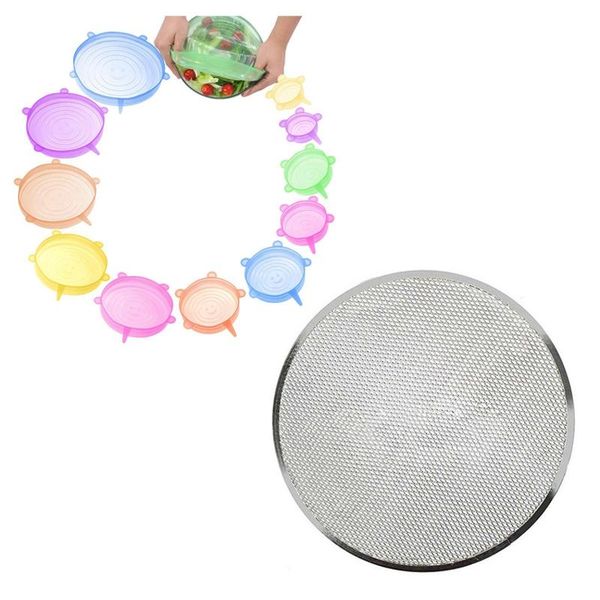 round pizza oven baking tray barbecue grate nonstick mesh net(9 inch) & 12 pcs silicone stretch lids silicon cover kitchen storage organizat
round pizza oven baking tray barbecue grate nonstick mesh net(9 inch) & 12 pcs silicone stretch lids silicon cover kitchen storage organizat