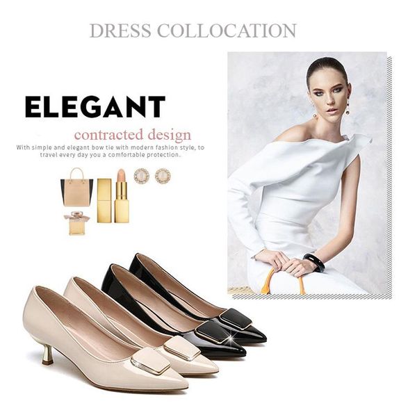 dress shoes women pumps 2021 pelegant patent leather small middle heel girl fascinating square buckle pointed toe female, Black
dress shoes women pumps 2021 pelegant patent leather small middle heel girl fascinating square buckle pointed toe female, Black