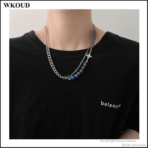 pendant necklaces 2021 summer street sand texture reflective color changing pearl splicing star titanium steel men and women cuban chain nec, Silver
pendant necklaces 2021 summer street sand texture reflective color changing pearl splicing star titanium steel men and women cuban chain nec, Silver